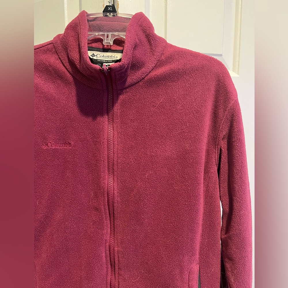COLUMBIA ZipUp Fleece Jacket w Pockets - Merlot Red - Picture 1 of 9